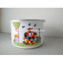 High enamel ice bowl cute Elephant decals Enamel Storage bowl